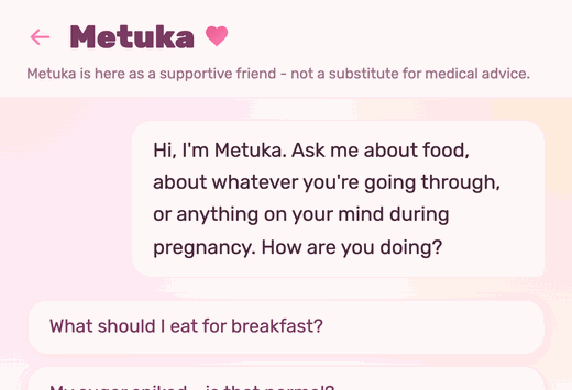 Chatting with Metuka about food and gestational diabetes
